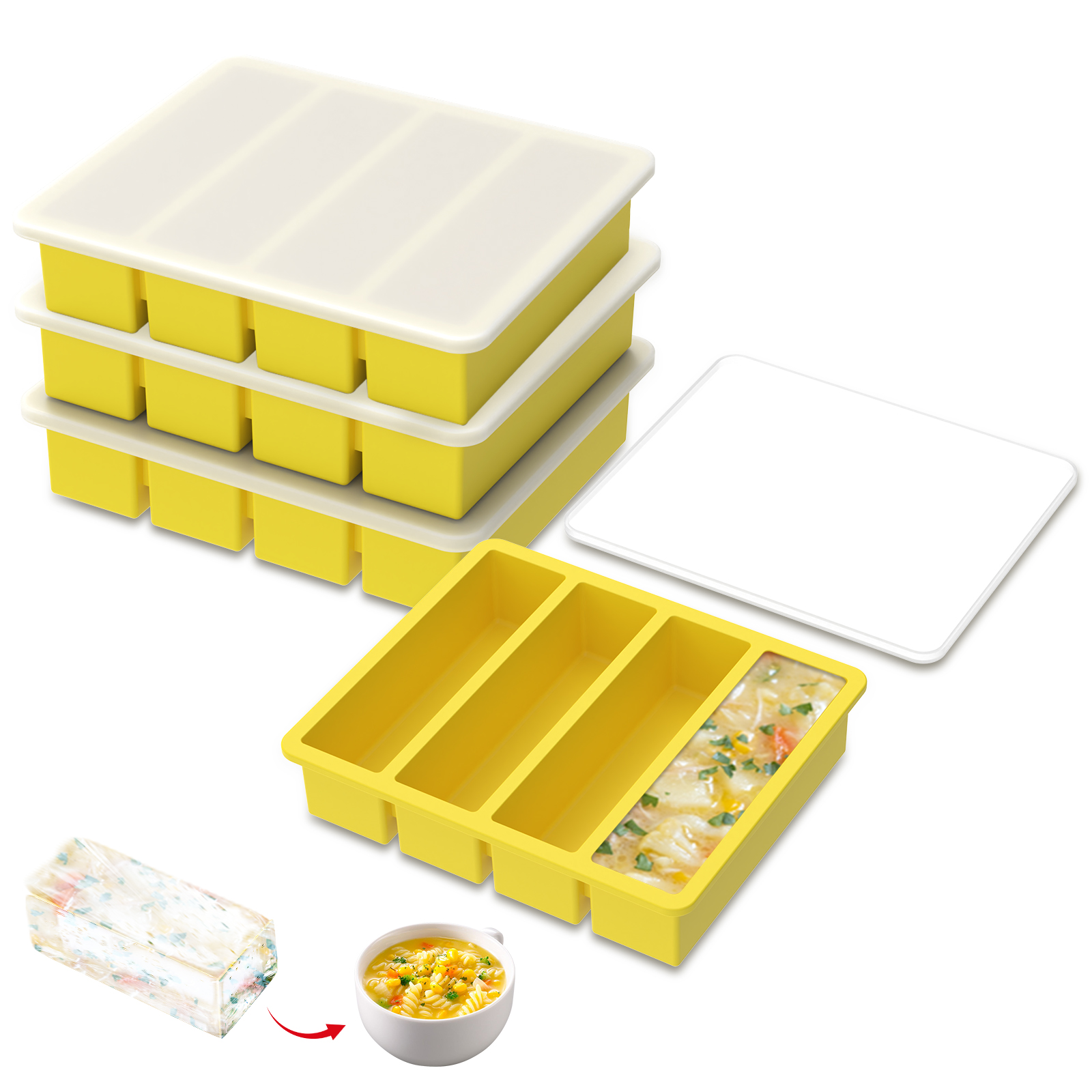 4 Pcs Silicone Freezer Molds E - Meal Prep Easy บทวิจารณ์และราคา