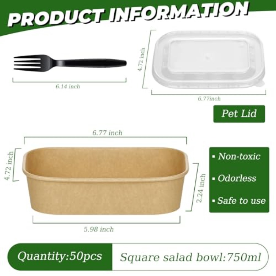 Pack Paper Bowls, Disposable F - Meal Prep Pasta บทวิจารณ์และราคา