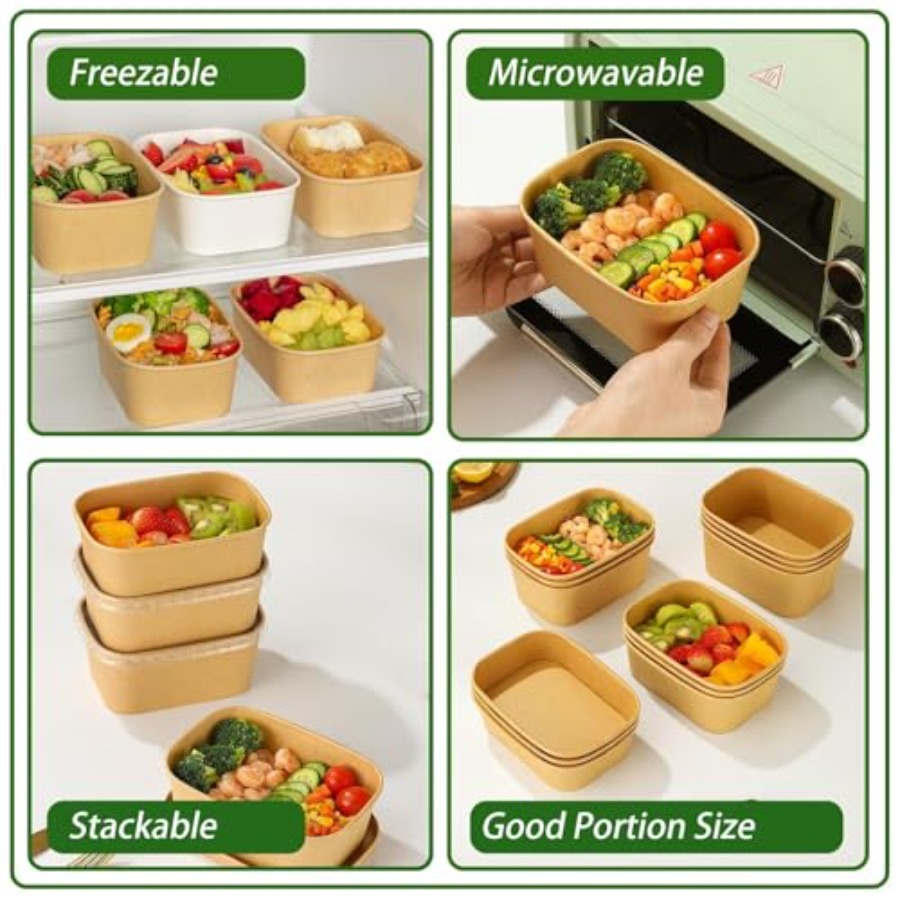 Pack Paper Bowls, Disposable F - Meal Prep Pasta บทวิจารณ์และราคา